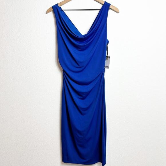 KENSIE WOMEN'S JERSEY BODYCON COWL NECK MINI DRESS COBALT SIZE 6 BRAND NEW - Picture 3 of 9